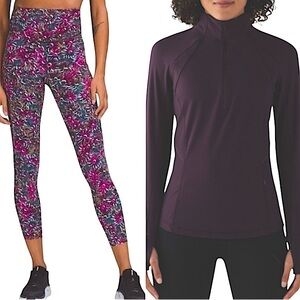 Lululemon Women's Floral Leggings and Jacket Set Size 4